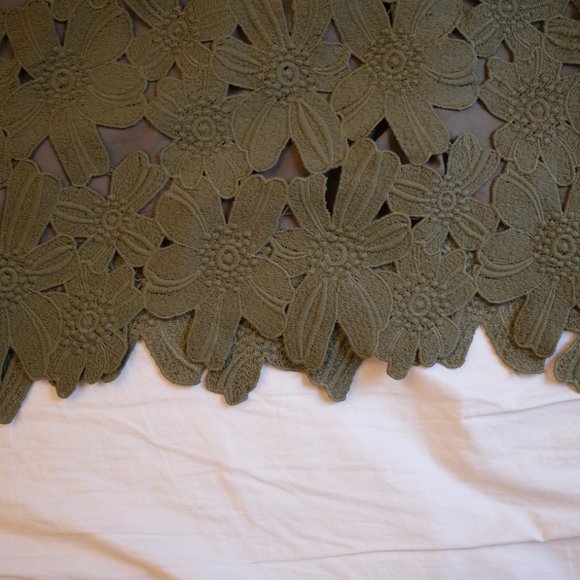 Lace Midi Pencil Skirt - Khaki Size S - Picture 3 of 9